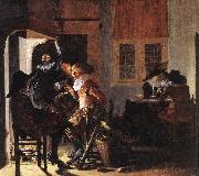 DUYSTER, Willem Cornelisz. Soldiers beside a Fireplace sg oil painting
